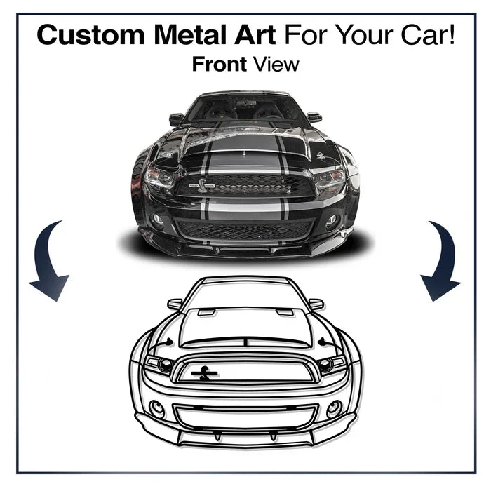 Your Personalized Car Metal Wall Art (Front view, rear and perspective view)