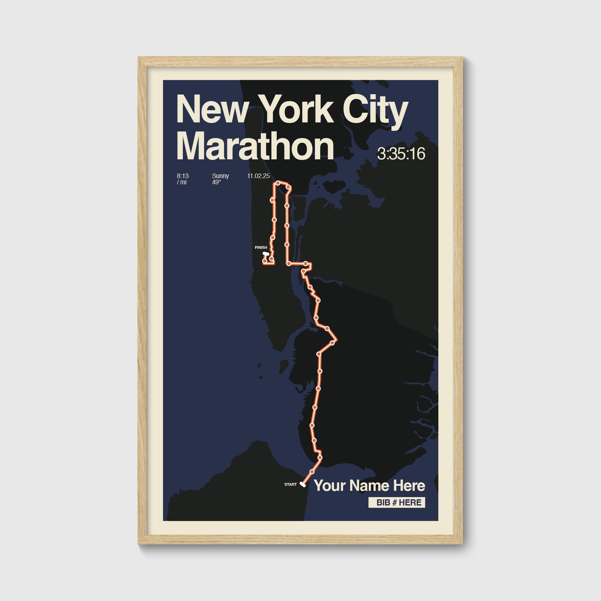 New York City Marathon Personalized Race Print