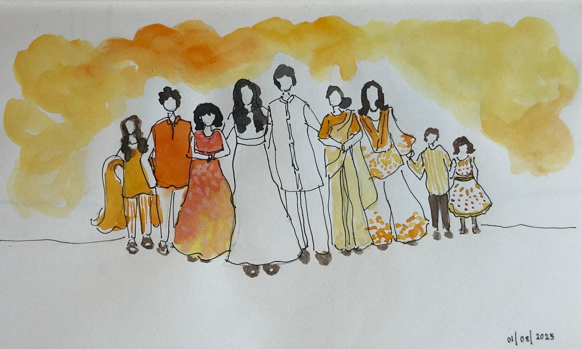 Custom Watercolor Portrait – Faceless Line Art