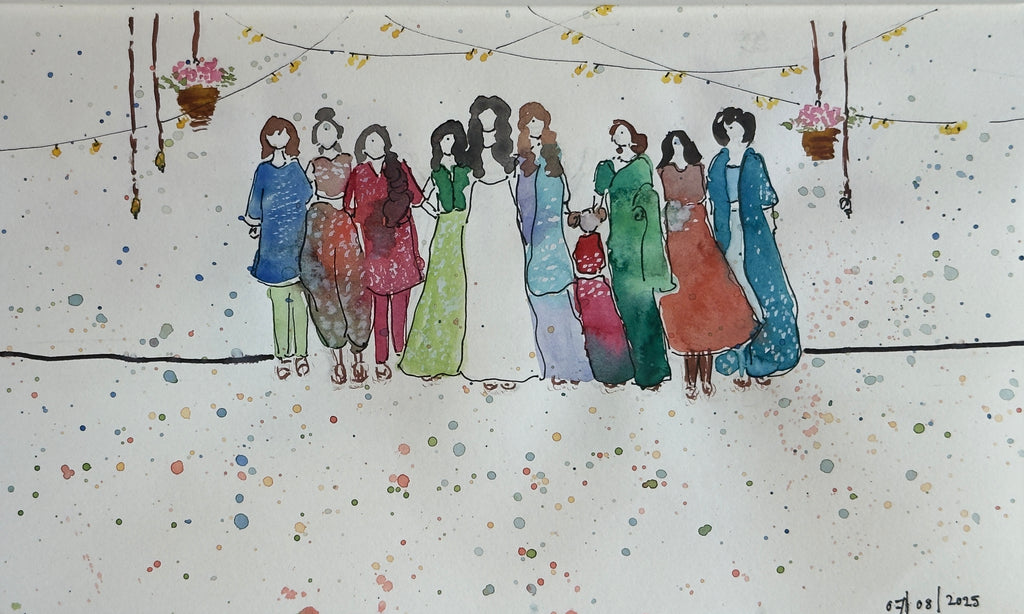 Custom Watercolor Portrait – Faceless Line Art