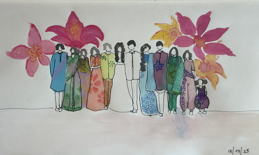 Custom Watercolor Portrait – Faceless Line Art