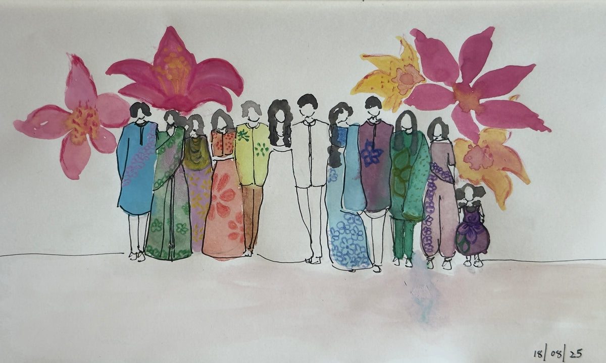 Custom Watercolor Portrait – Faceless Line Art