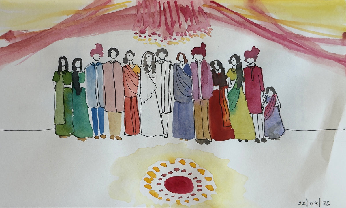 Custom Watercolor Portrait – Faceless Line Art