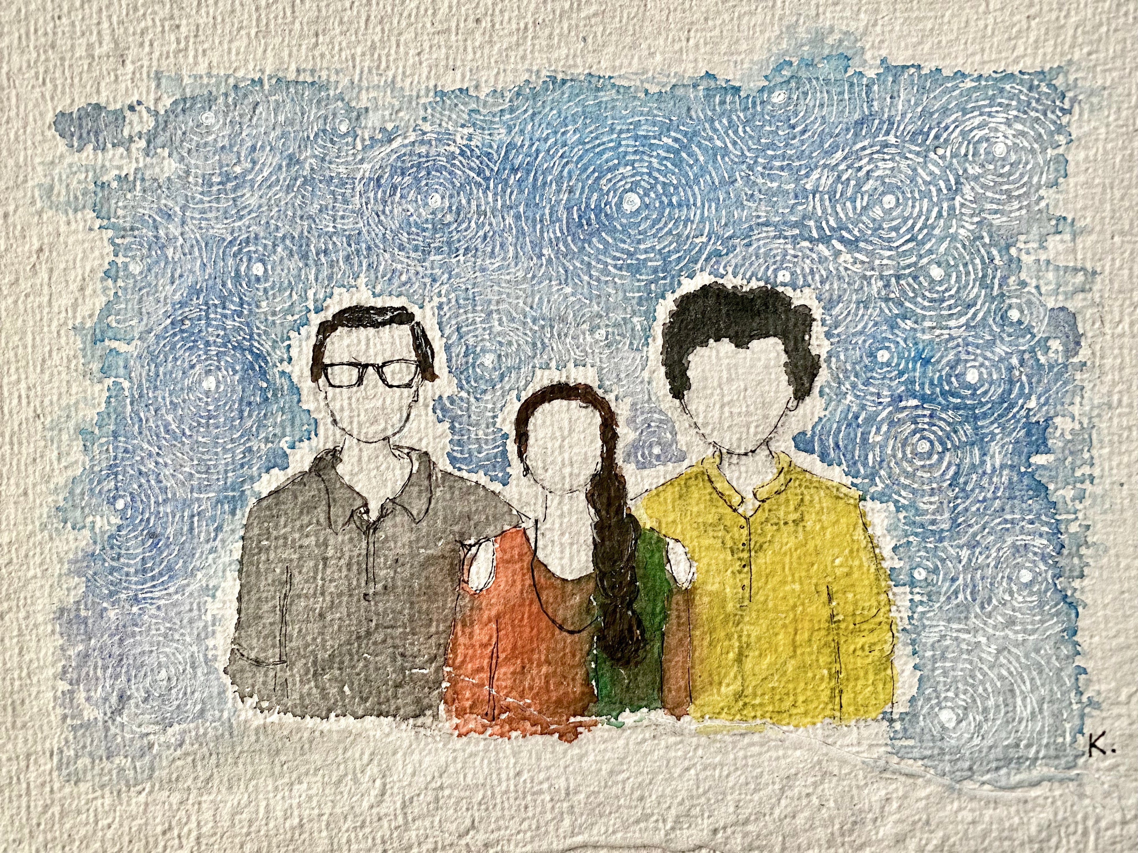 Custom Watercolor Portrait – Faceless Line Art