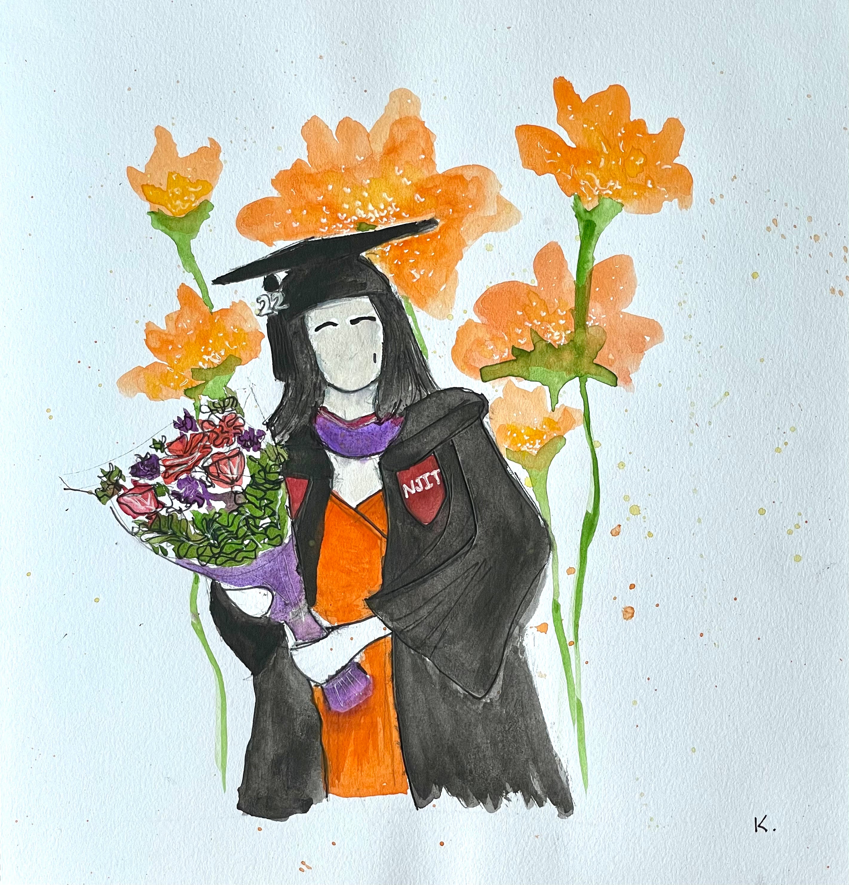 Custom Watercolor Portrait – Faceless Line Art