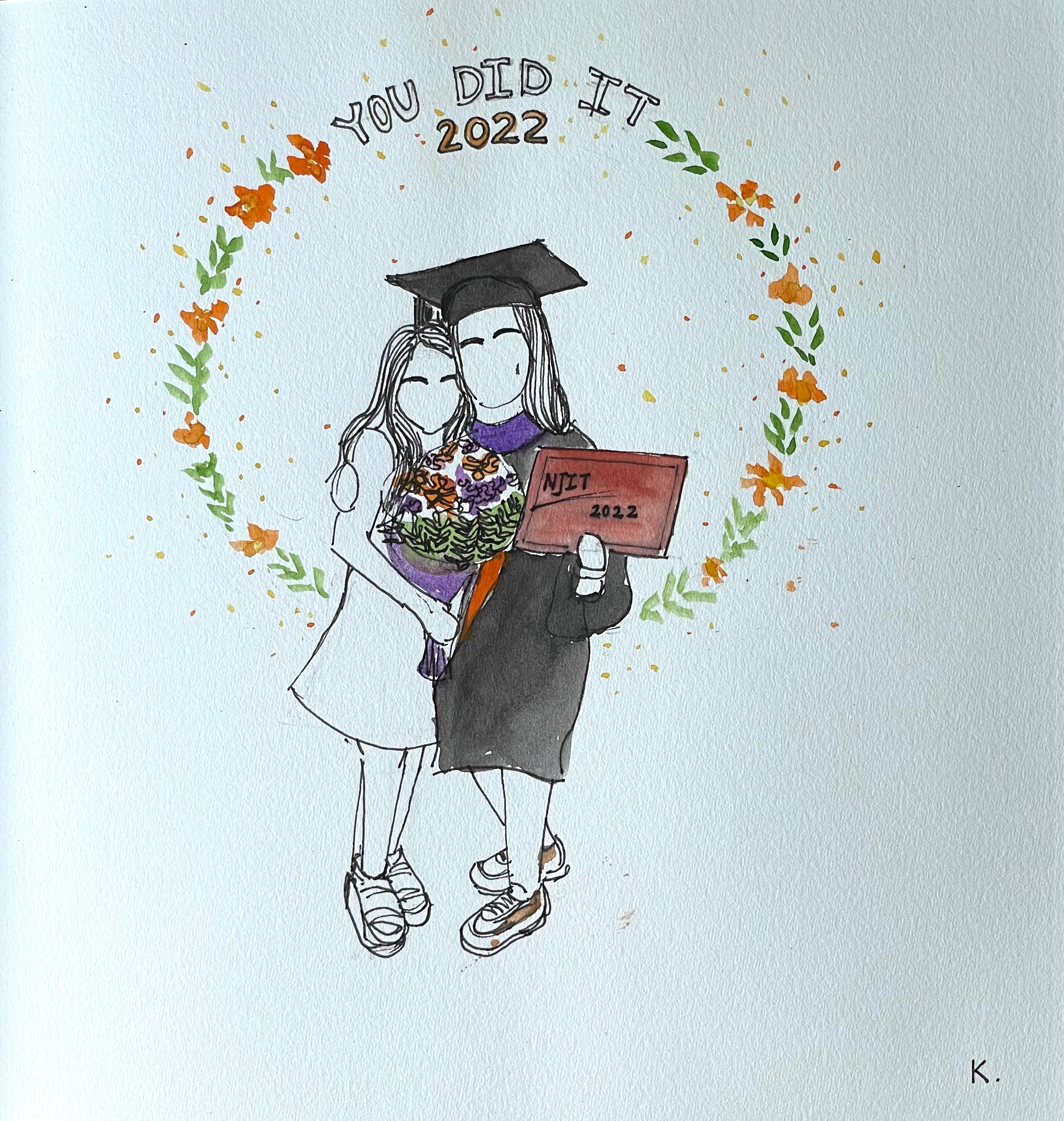 Custom Watercolor Portrait – Faceless Line Art