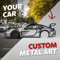 Your Personalized Car Metal Wall Art (Front view, rear and perspective view)