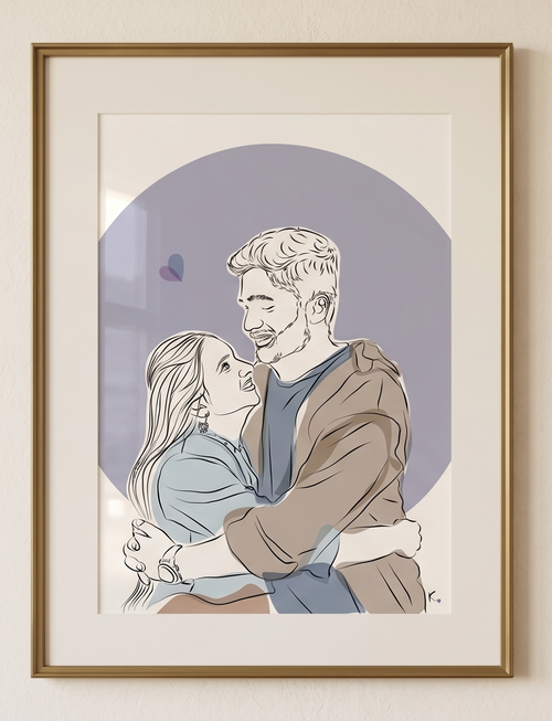 Custom Minimalist Line Art Portrait – Personalized Hand-Drawn Photo Illustration - Digital Version