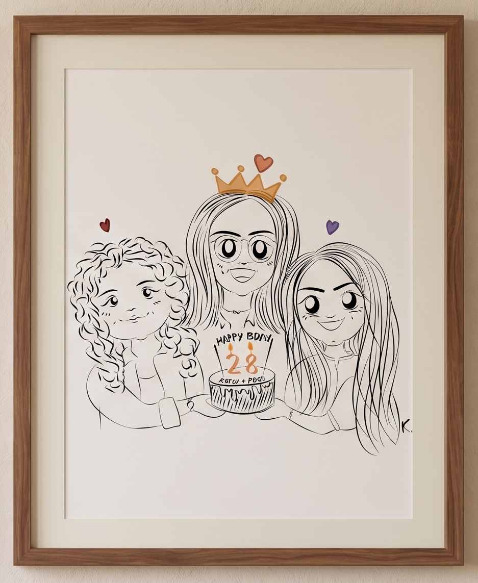 Custom Minimalist Line Art Portrait – Personalized Hand-Drawn Photo Illustration - Digital Version